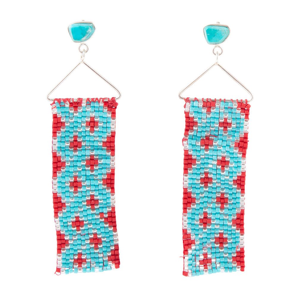 Turquoise Woven Seed Bead Earrings Barse Jewelry