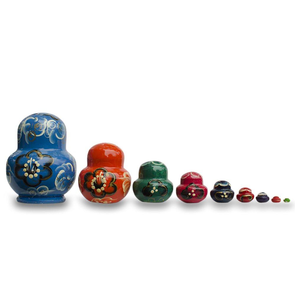 Set of 9 Rainbow Collection Blue Nesting Dolls 4.75 Inches