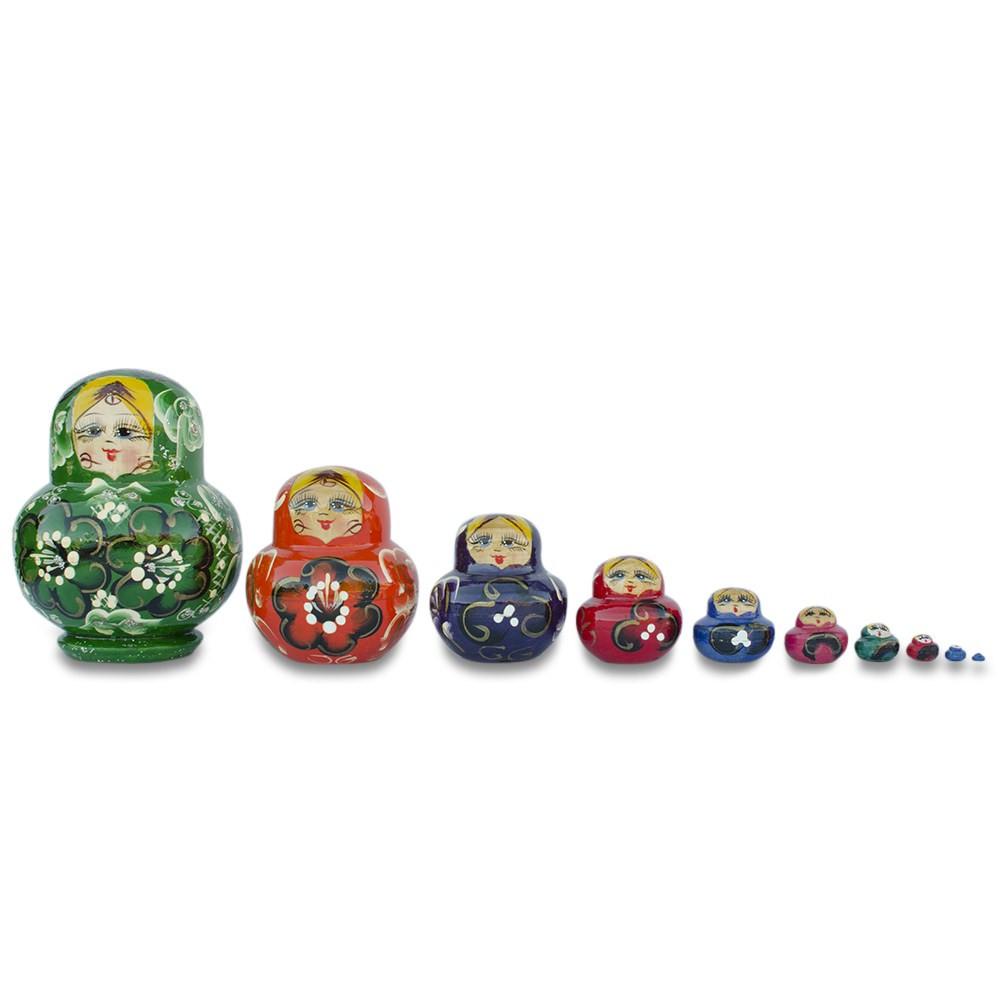 Set of 9 Rainbow Nesting Dolls 4.75 Inches