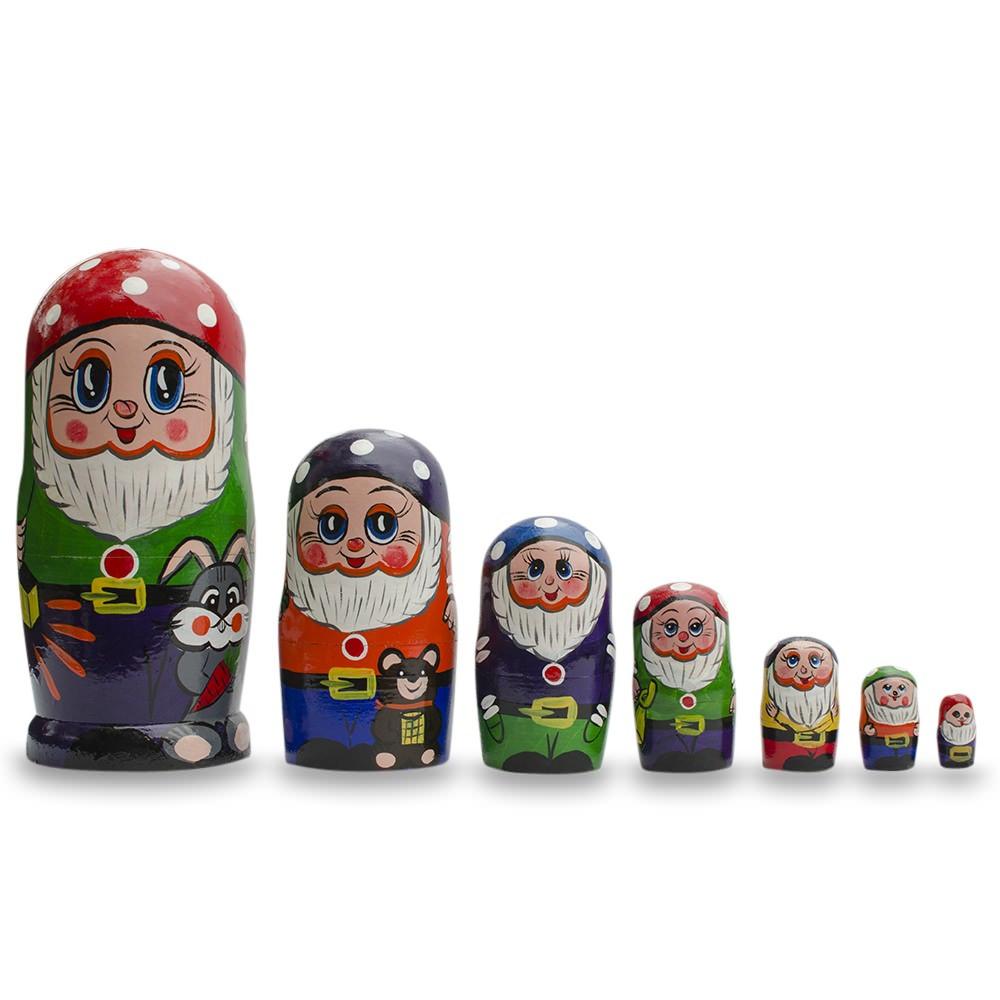 Set of 7 Gnomes Wooden Nesting Dolls 8 Inches