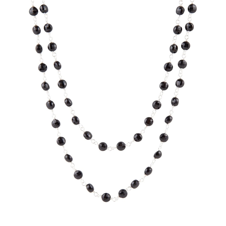 Two Row Onyx and Sterling Silver Necklace Barse Jewelry