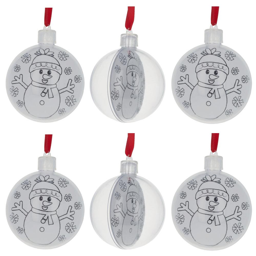 Set of 6 Fillable Openable Plastic Christmas Ornaments DIY Craft 3 Inches BestPysanky