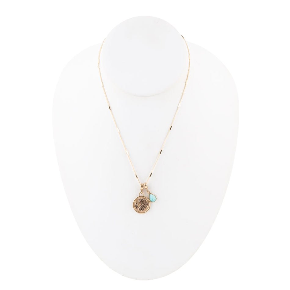 Virgo - Zodiac Blue Amazonite Golden Charm Necklace Barse Jewelry