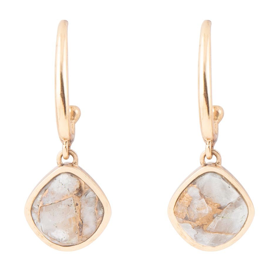 White and Golded Calcite Drop Earrings Barse Jewelry
