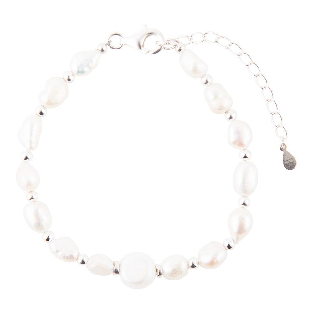 White Pearl Beaded Sterling Silver Bracelet Barse Jewelry