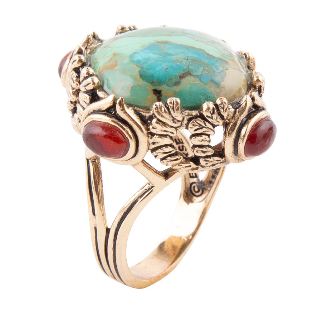 Wilder Blue Turquoise Golden Statement Ring Barse Jewelry