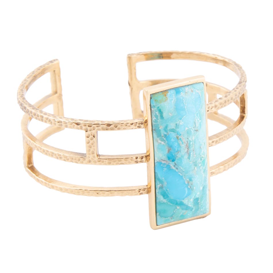 Willa Blue Turquoise Golden Cuff Bracelet Barse Jewelry