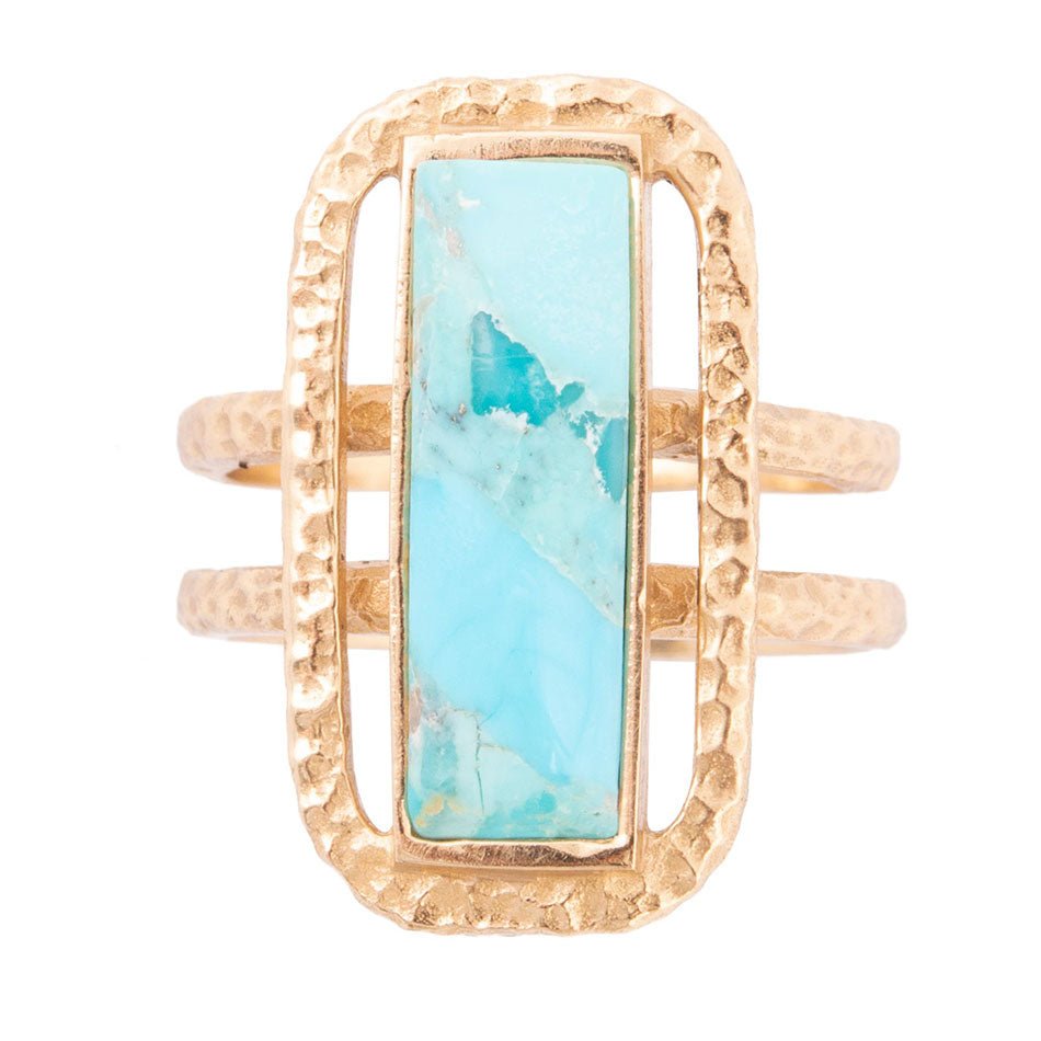 Willa Blue Turquoise Golden Statement Ring Barse Jewelry