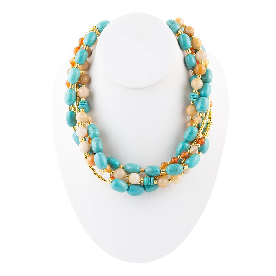 Windswept Multi-Layered Colorful Beaded Statement Necklace Barse Jewelry