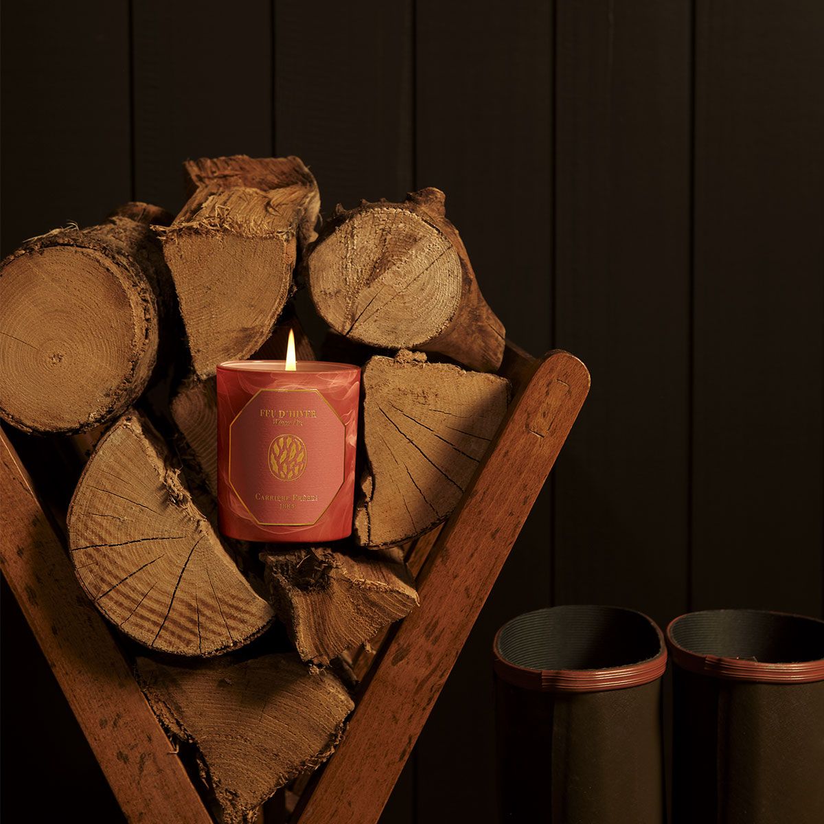 Winter Fire Candle 6.5 oz Carrière Frères