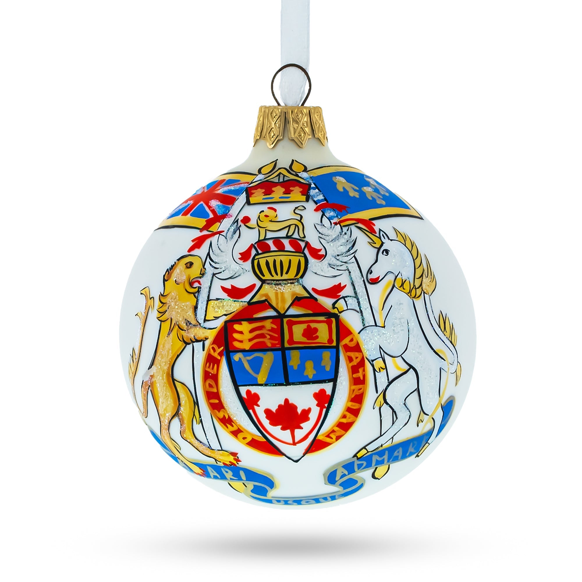 Canada Coat of Arms Glass Ball Christmas Ornament 3.25 Inches BestPysanky