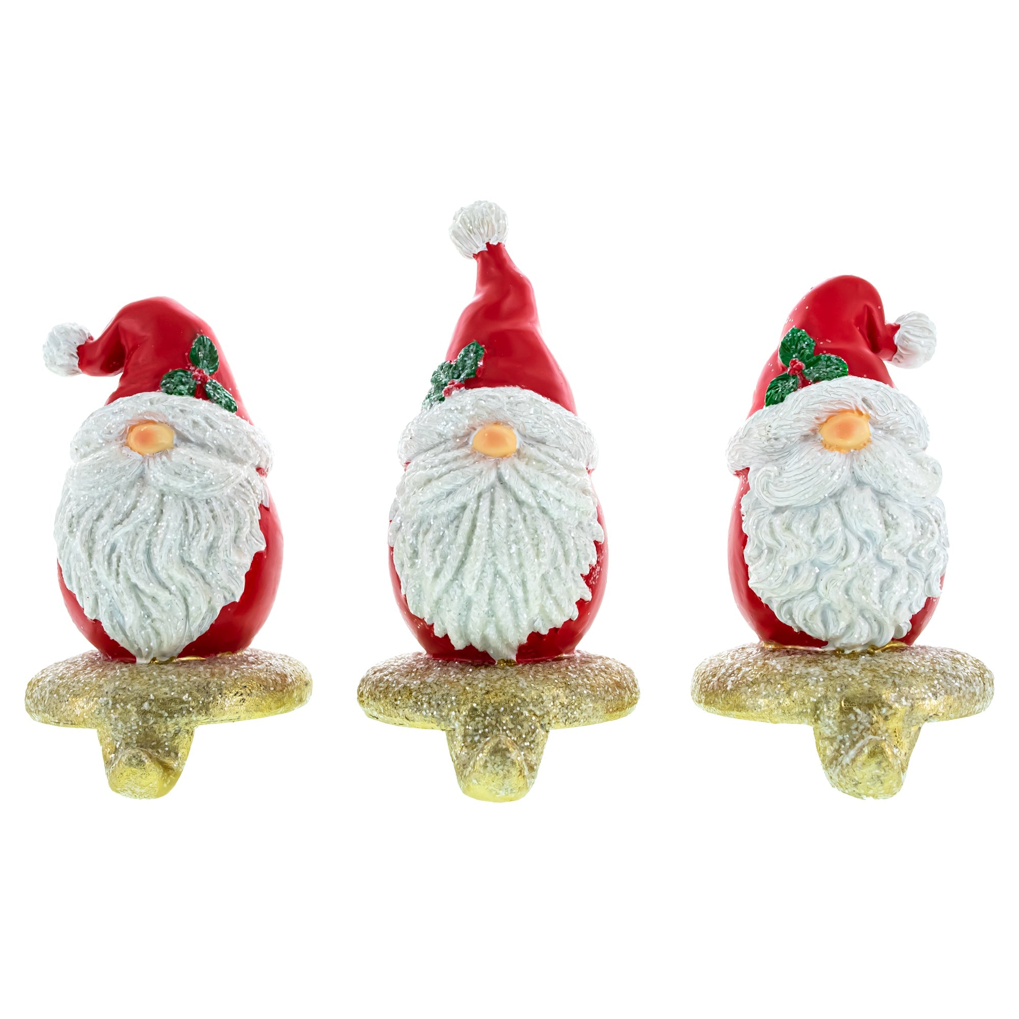 Set of 3 Santa Gnome Stocking Holders Hangers – Festive Christmas Mantel Decor