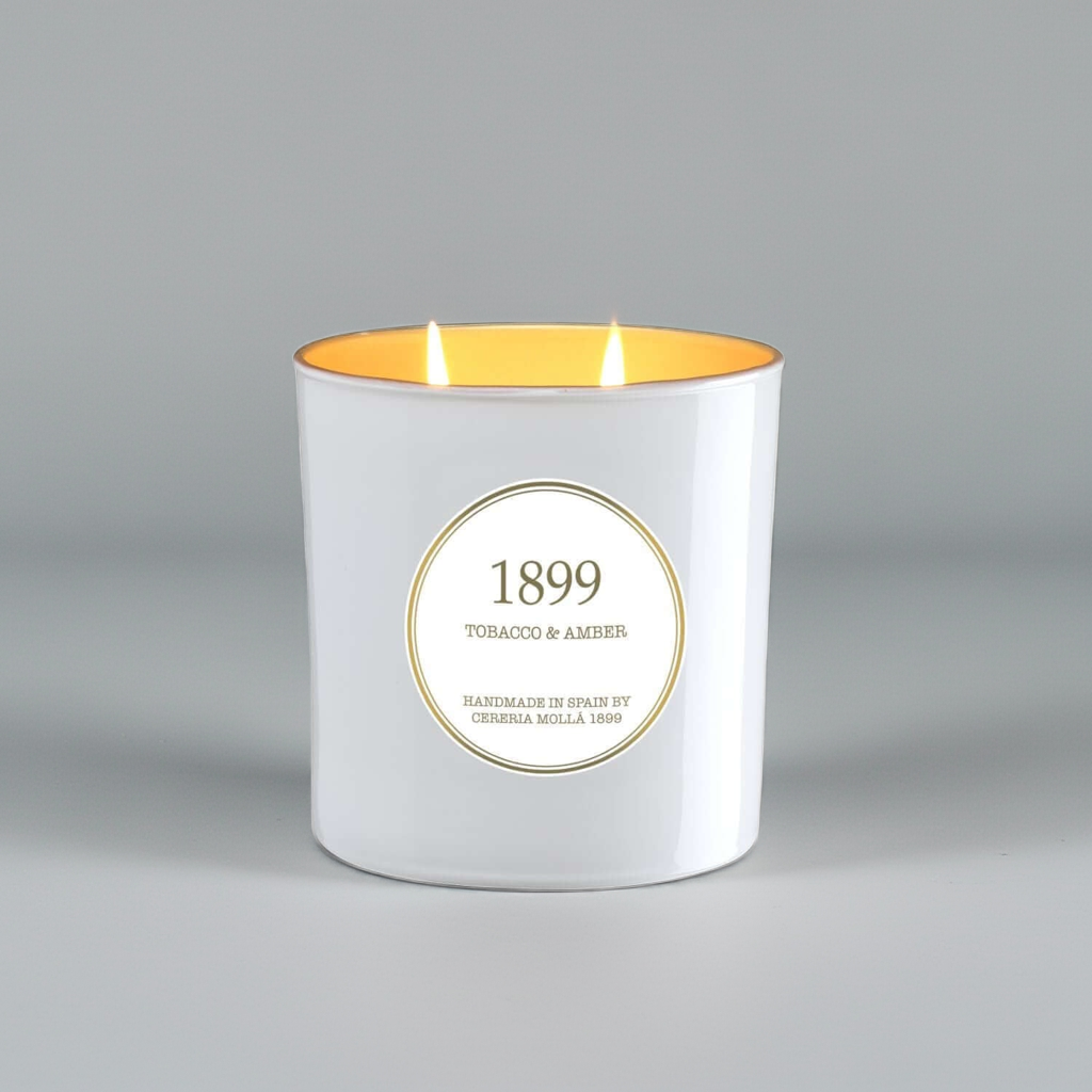 Cereria Molla - Tobacco & Amber White & Gold Premium Candle - - Coastous