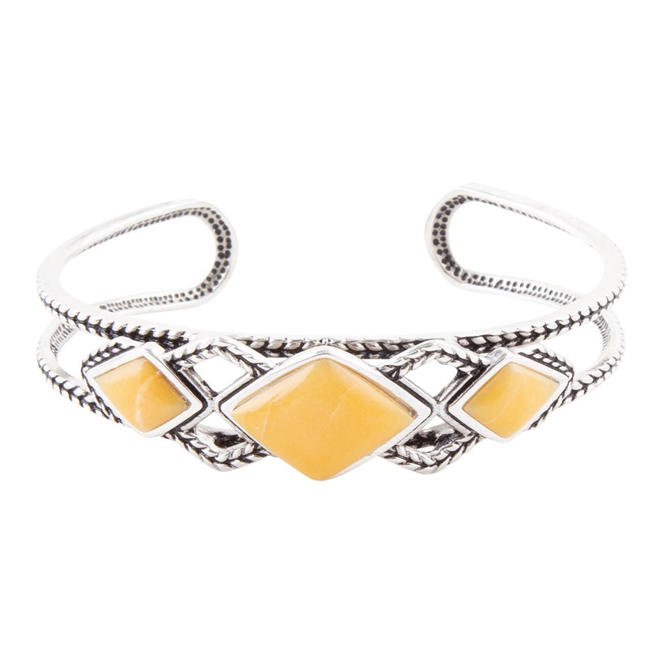 Yellow Agate and Sterling Silver Cuff Bracelet Barse Jewelry
