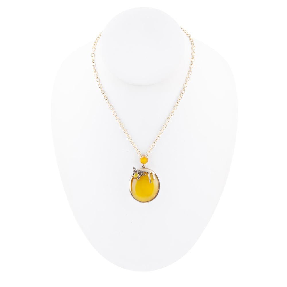 Yellow Agate Honey Drip Golden Necklace Barse Jewelry