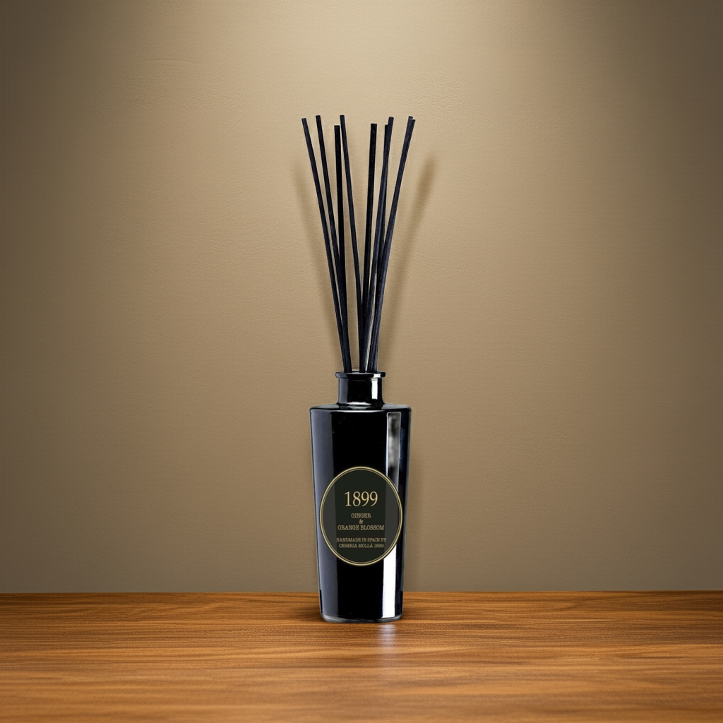 Cereria Molla - Ginger & Orange Blossom Black & Gold Premium Reed Diffuser - - Coastous