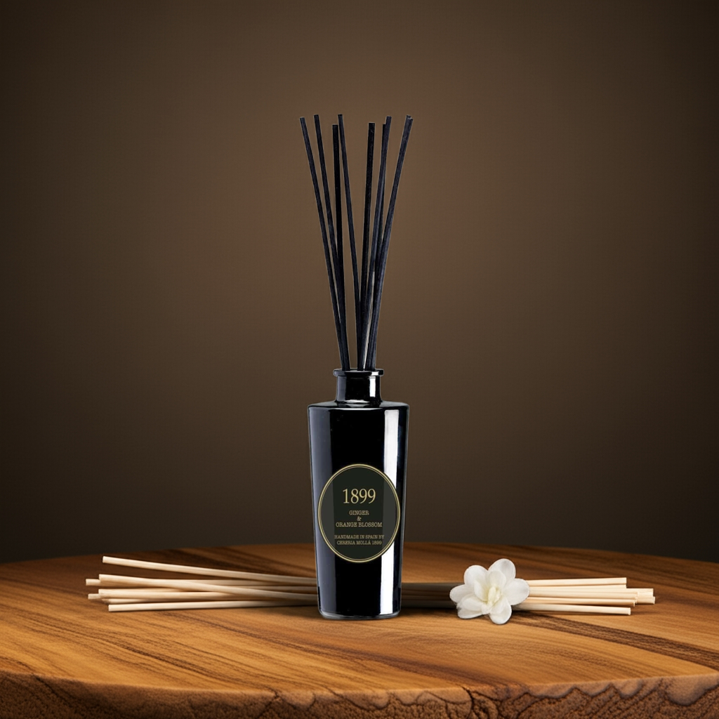 Cereria Molla - Ginger & Orange Blossom Black & Gold Premium Reed Diffuser - - Coastous