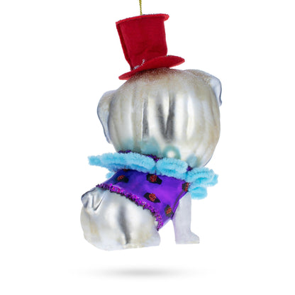 Pug in a Festive Red Hat Glass Christmas Ornament