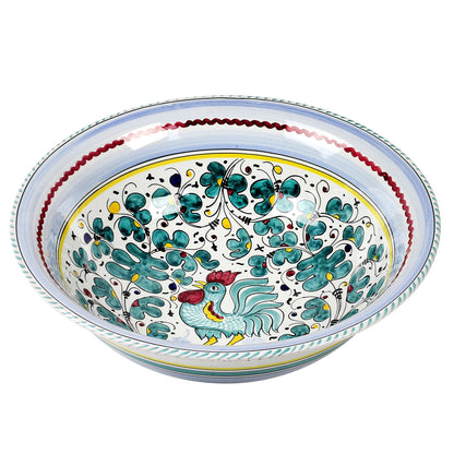 ORVIETO GREEN ROOSTER: Serving pasta bowl (Large)