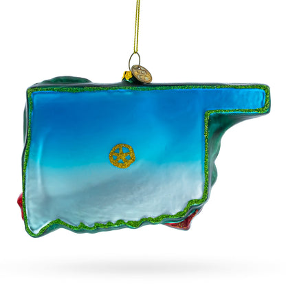 State of Oklahoma Symbols, USA Glass Christmas Ornament