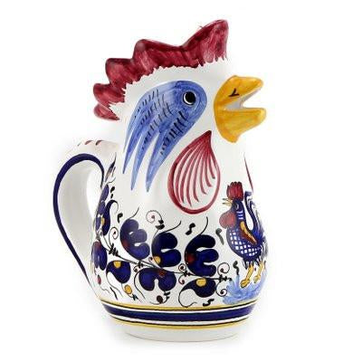 ORVIETO BLUE ROOSTER: Rooster of Fortune Pitcher (1 Liter 34 Oz 1 Qt)