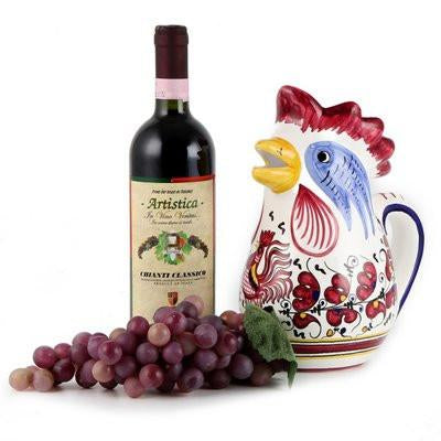 ORVIETO RED ROOSTER: Rooster of Fortune Pitcher (1 Liter 34 Oz 1 Qt)