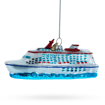 Voyage Aboard a Majestic White Cruise Ship Glass Christmas Ornament BestPysanky