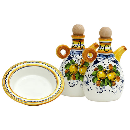 LIMONCINI: 'The Better Half' Oil and Vinegar set with tray/saucer