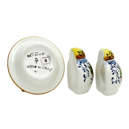 LIMONCINI: 'The Better Half' Salt and Pepper set with tray/saucer