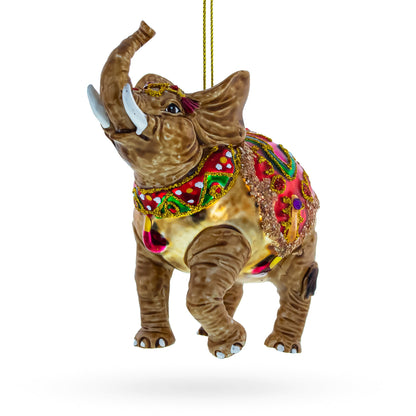 Circus Elephant Glass Christmas Ornament