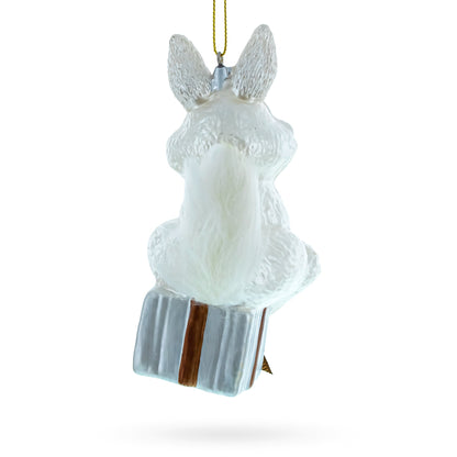 Bunny Sitting on a Gift Christmas Ornament