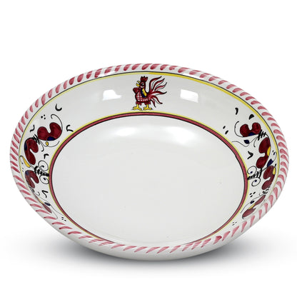 ORVIETO RED ROOSTER: Risotto/Pasta/Cioppino round shallow coupe bowl