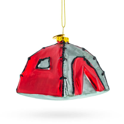 Camping Tent Mini Glass Christmas Ornament