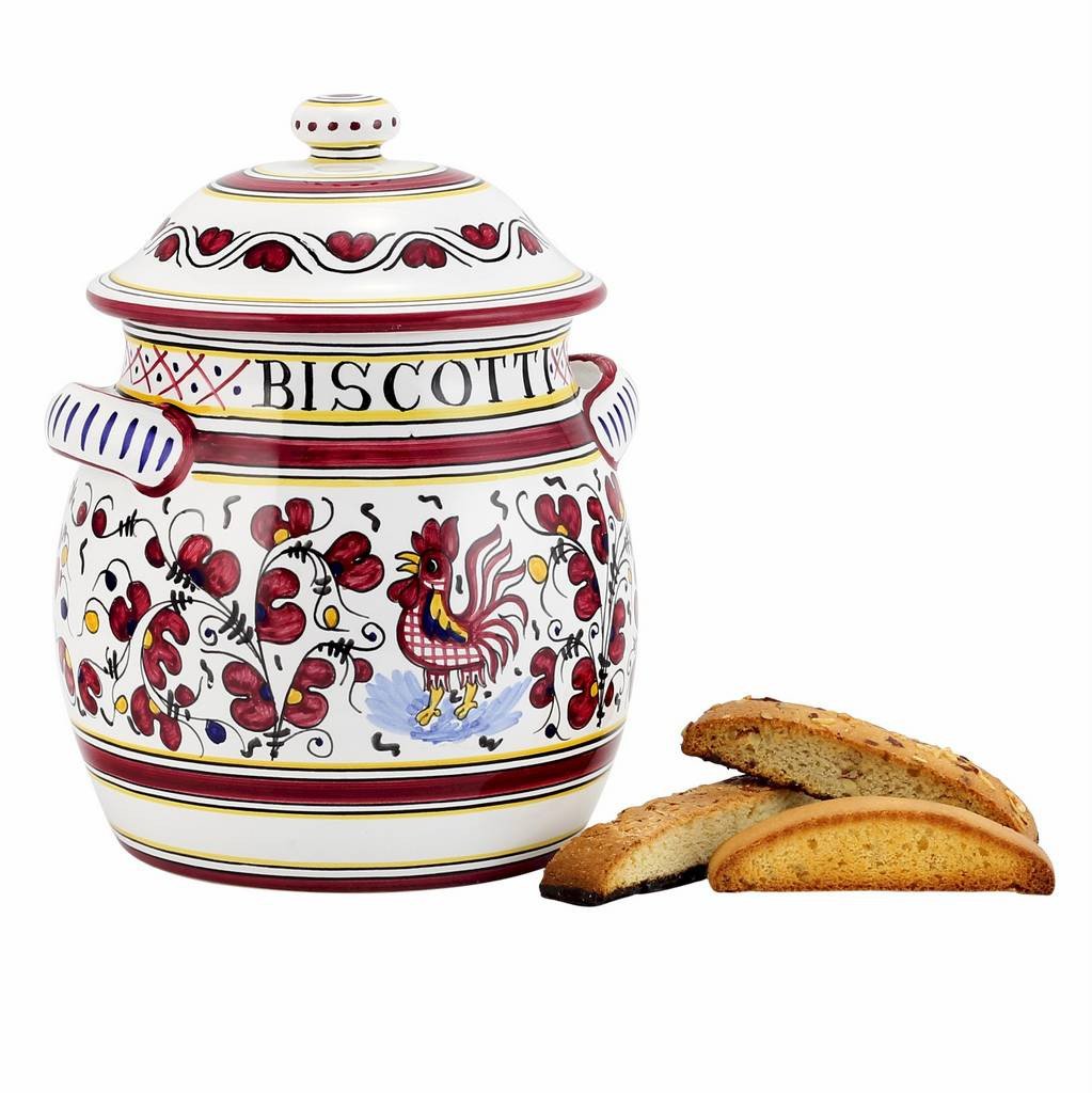 ORVIETO RED ROOSTER: Traditional Biscotti Jar