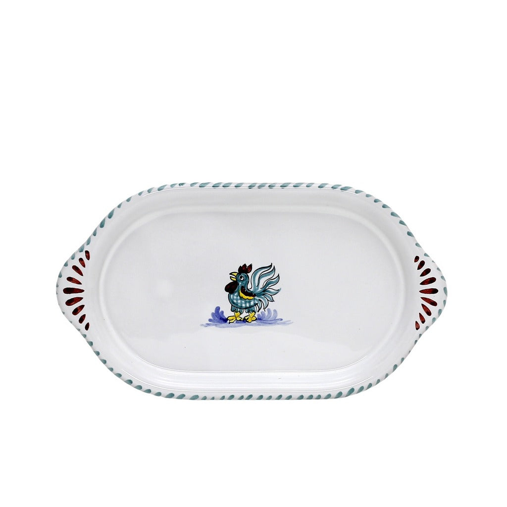 ORVIETO GREEN ROOSTER: Oval/Oblong Small Tray