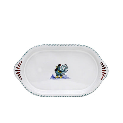 ORVIETO GREEN ROOSTER: Oval/Oblong Small Tray