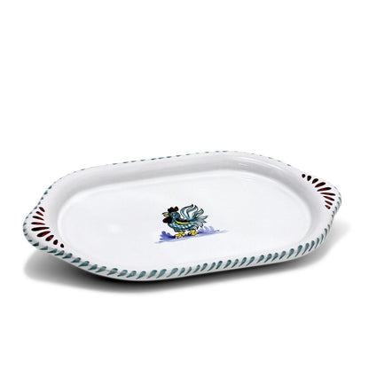 ORVIETO GREEN ROOSTER: Oval/Oblong Small Tray