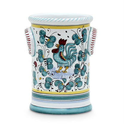 ORVIETO GREEN ROOSTER: Utensil Holder