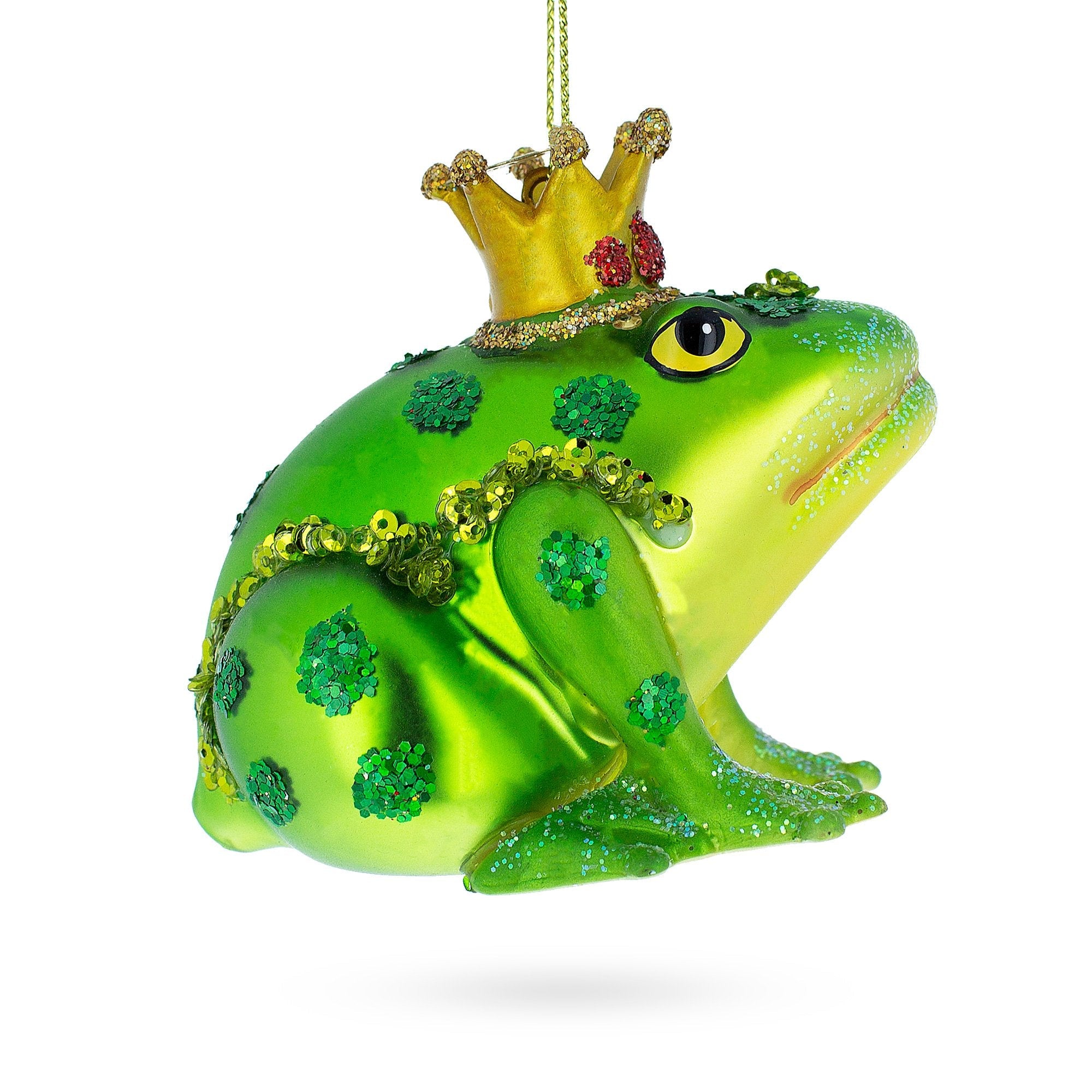 Regal Frog in Crown Glass Christmas Ornament