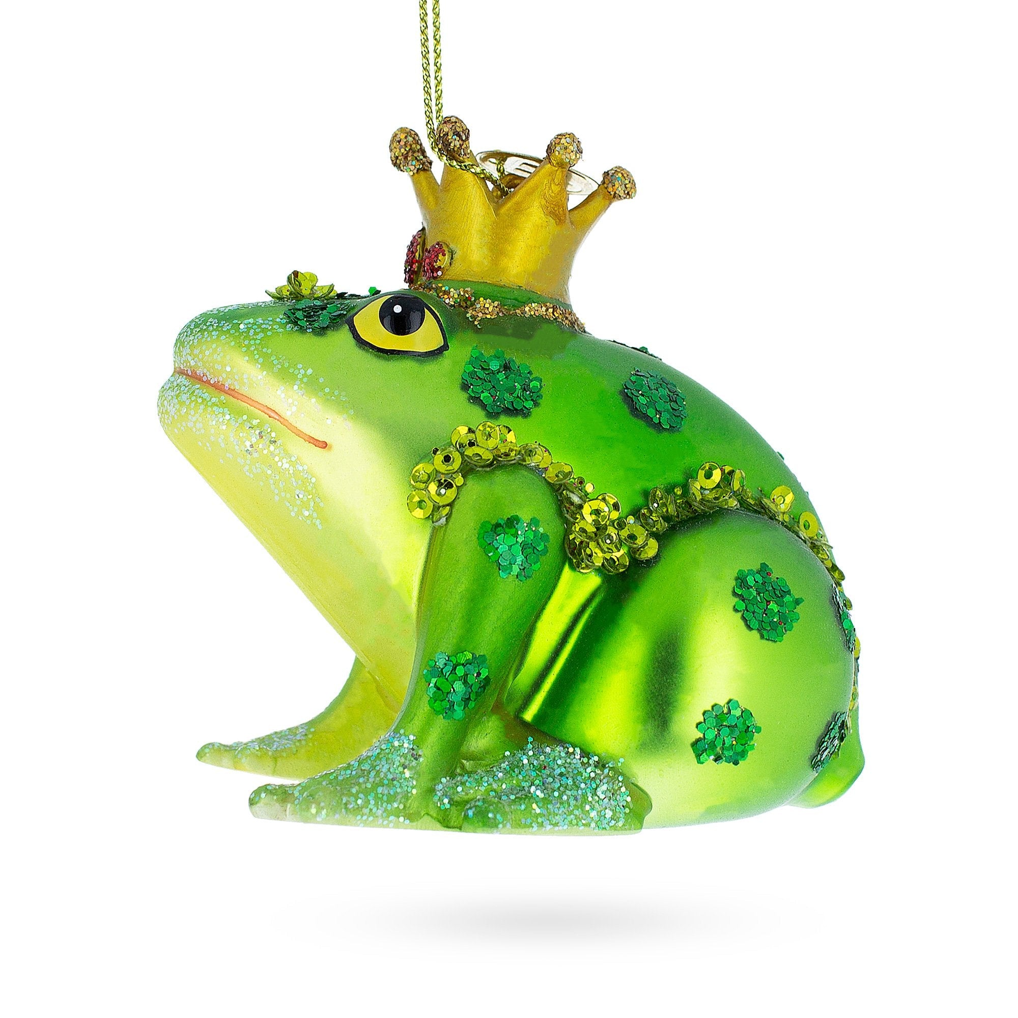 Regal Frog in Crown Glass Christmas Ornament