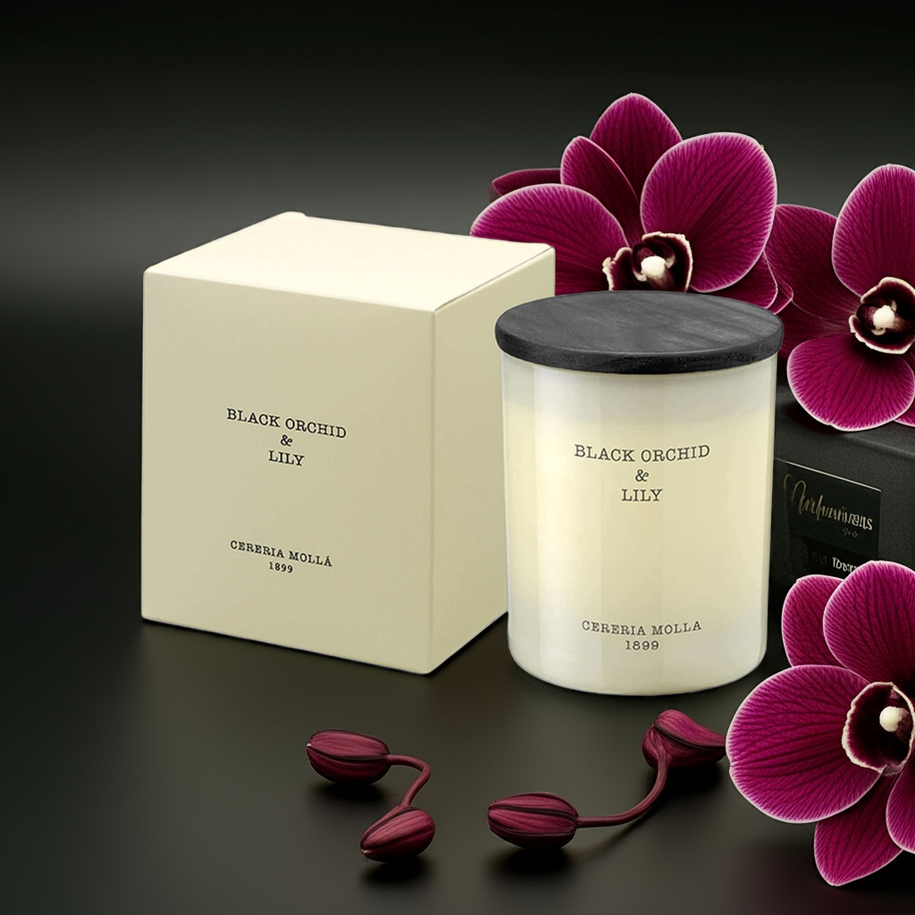 Cereria Molla - Black Orchid & Lily Ivory Premium Candle - 8 oz / 230 g - Coastous