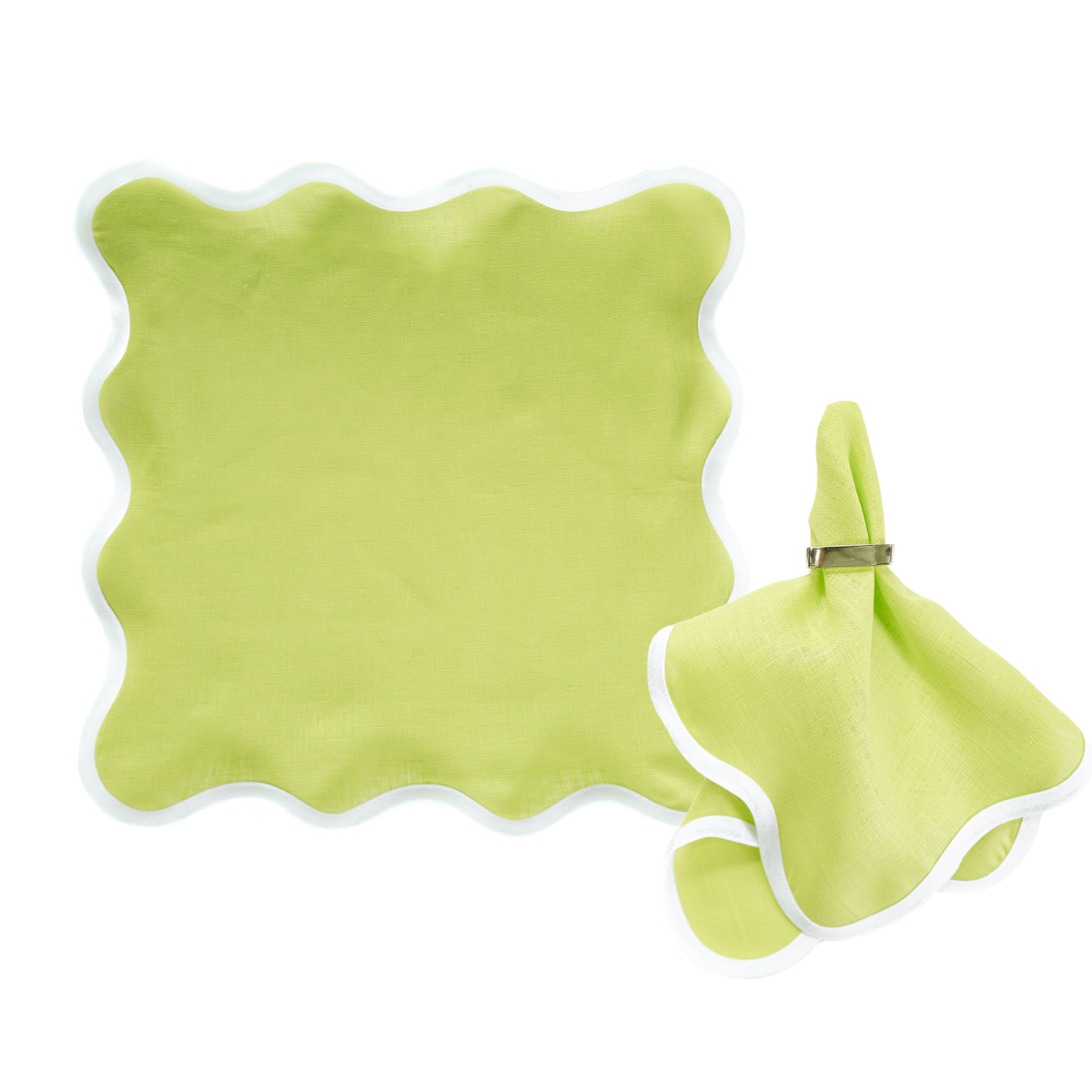 Linen Scalloped Square | Lime