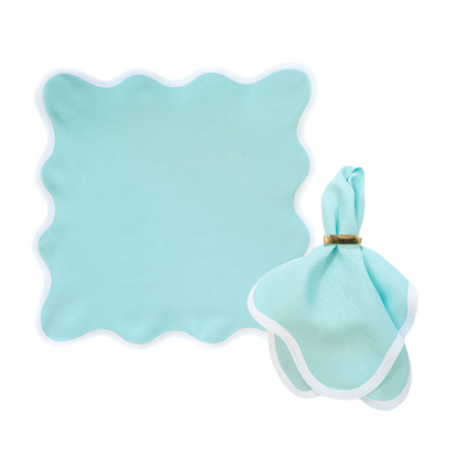 Linen Scalloped Square | Turquoise