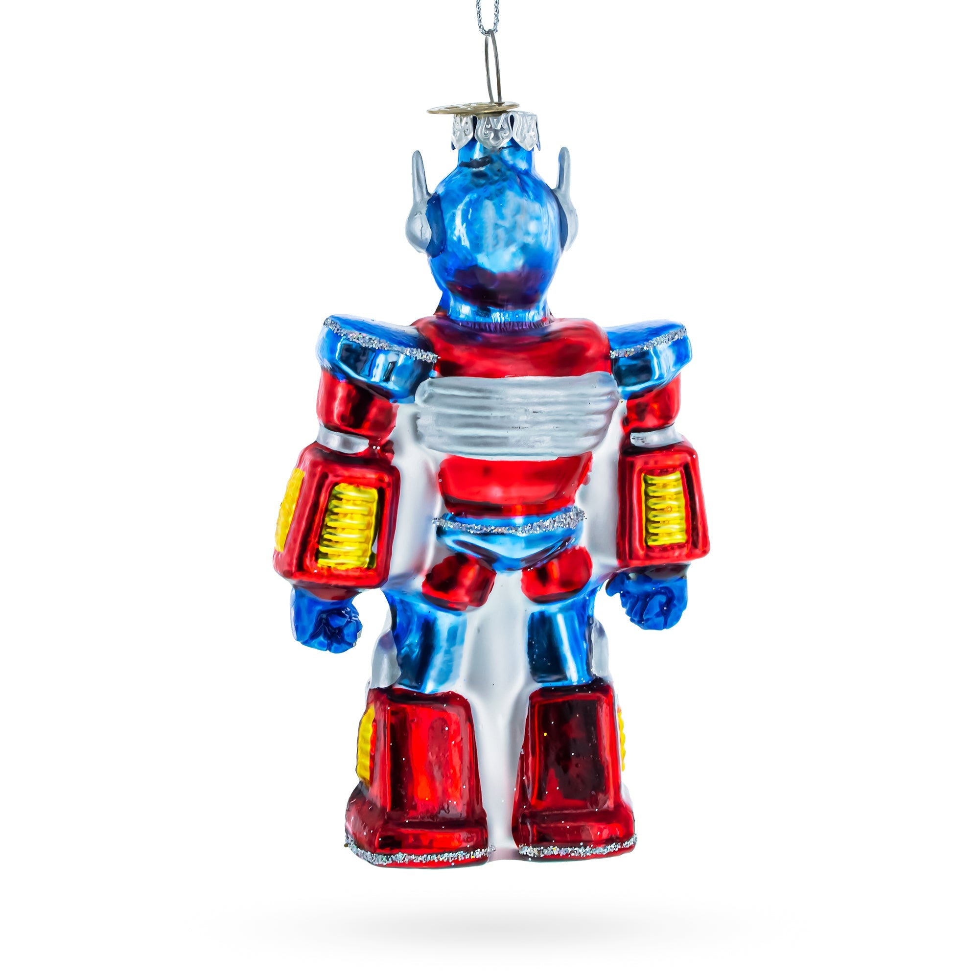 Battle Robot with Power Core Bot Glass Christmas Ornament