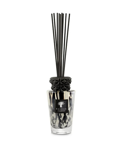 Baobab Collection TOTEM PEARLS BLACK diffuser with black reeds and decorative ceramic cap, 250ml.