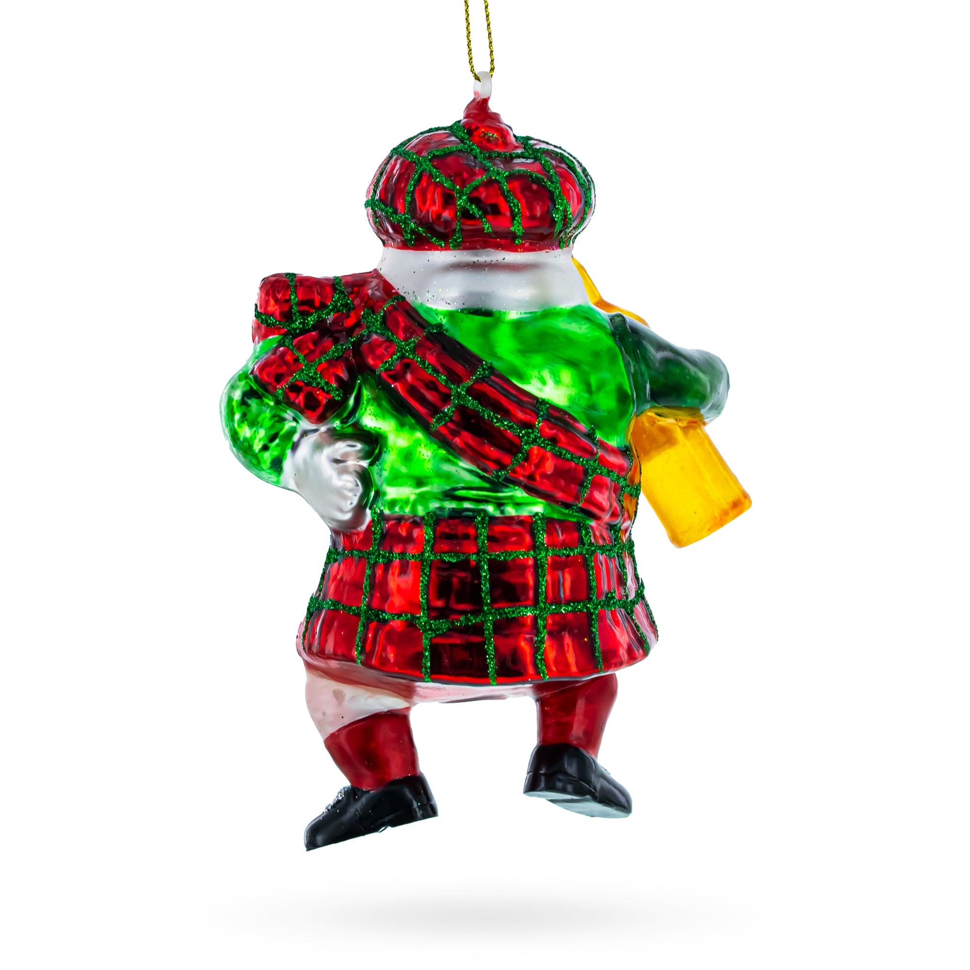 Scottish Santa in Kilt Glass Christmas Ornament