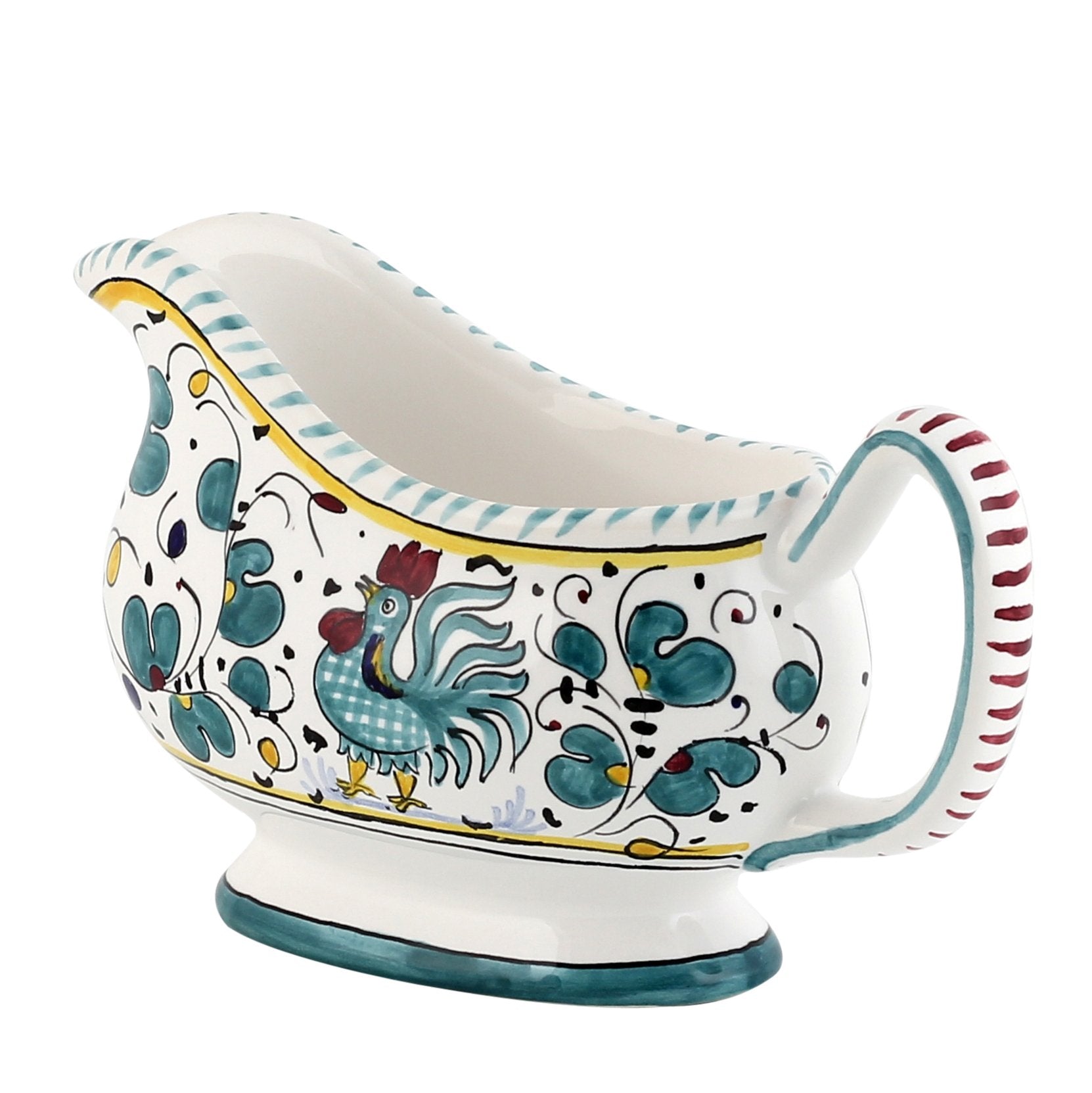 ORVIETO GREEN ROOSTER: Deruta Sauce boat