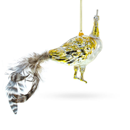 Regal Golden Peacock Glass Christmas Ornament