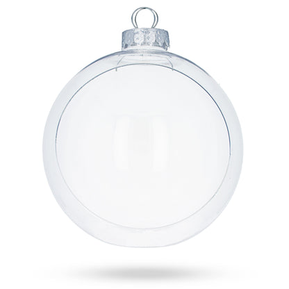 Set of 3 Clear Plastic Christmas Ball Ornaments with Cutout Openings DIY Craft 3.6 Inches