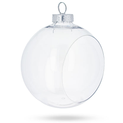 Set of 3 Clear Plastic Christmas Ball Ornaments with Cutout Openings DIY Craft 3.6 Inches